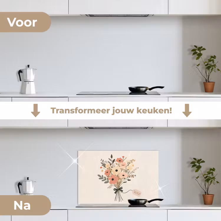 Spatscherm keuken - Bloemen - Quote - Beige - Lint — 3