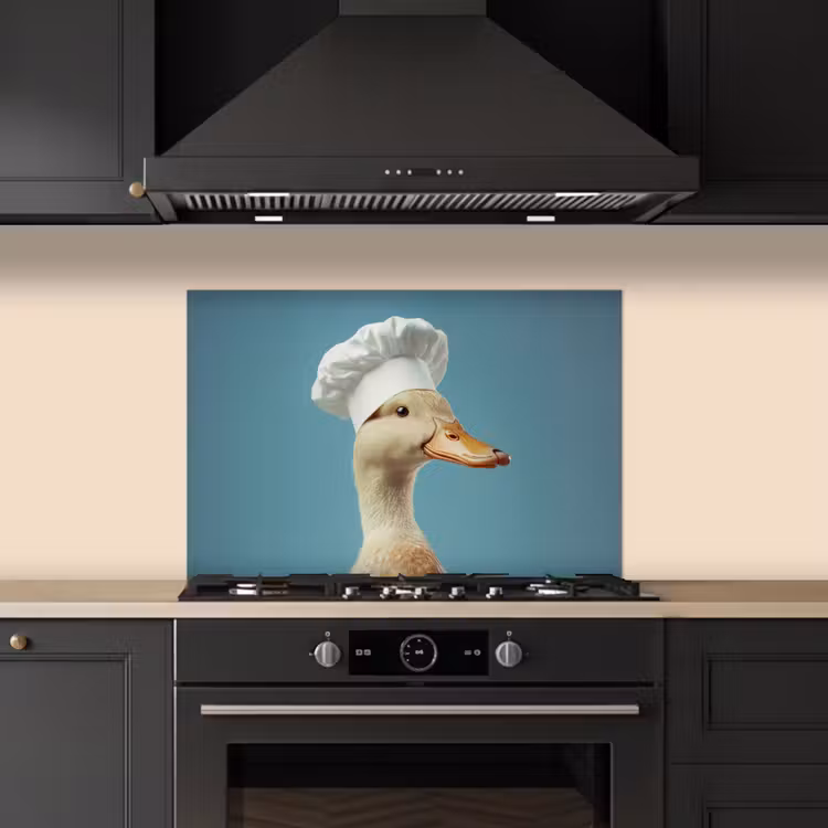 Spatscherm keuken - Eend - Koksmuts - Cute - Vogel — 2
