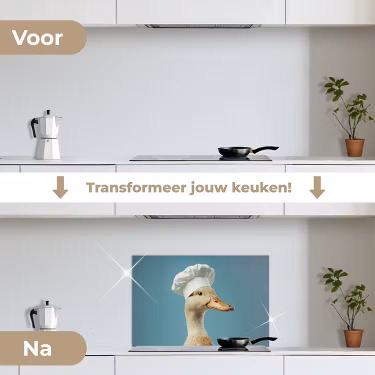 Spatscherm keuken - Eend - Koksmuts - Cute - Vogel — 3