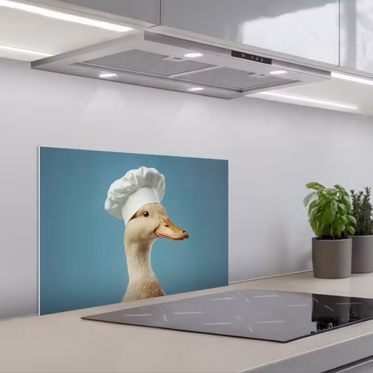 Spatscherm keuken - Eend - Koksmuts - Cute - Vogel — 5