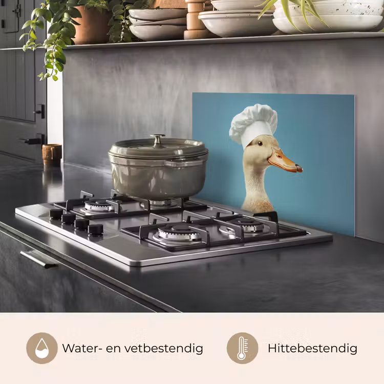 Spatscherm keuken - Eend - Koksmuts - Cute - Vogel — 7