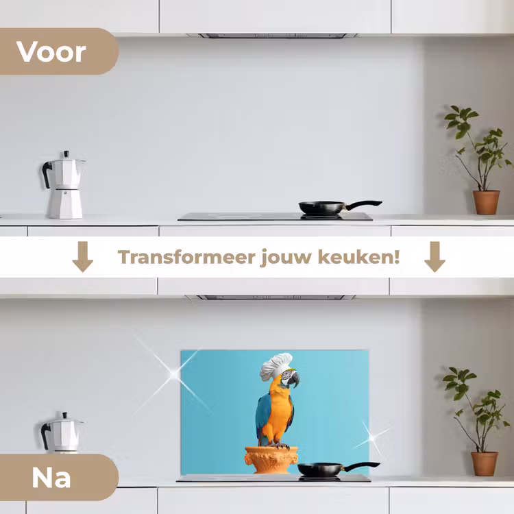 Spatscherm keuken - Papegaai - Koksmuts - Grappig - Vogel — 3
