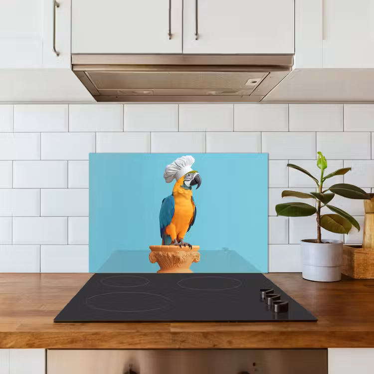 Spatscherm keuken - Papegaai - Koksmuts - Grappig - Vogel — 6