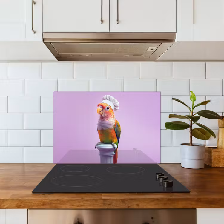 Spatscherm keuken - Papegaai - Koksmuts - Pilaar - Vogel — 6