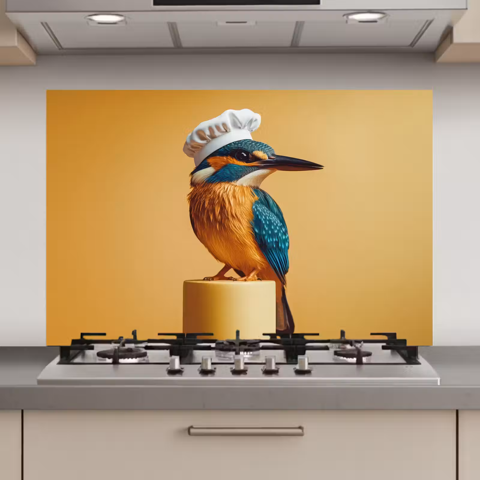 Spatscherm keuken - Ijsvogel - Pilaar - Koksmuts - Vogel — 1
