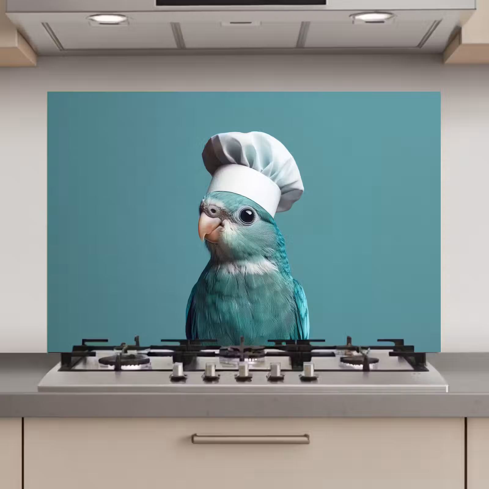 Spatscherm keuken - Parkiet - Vogel - Koksmuts - Cute — 1