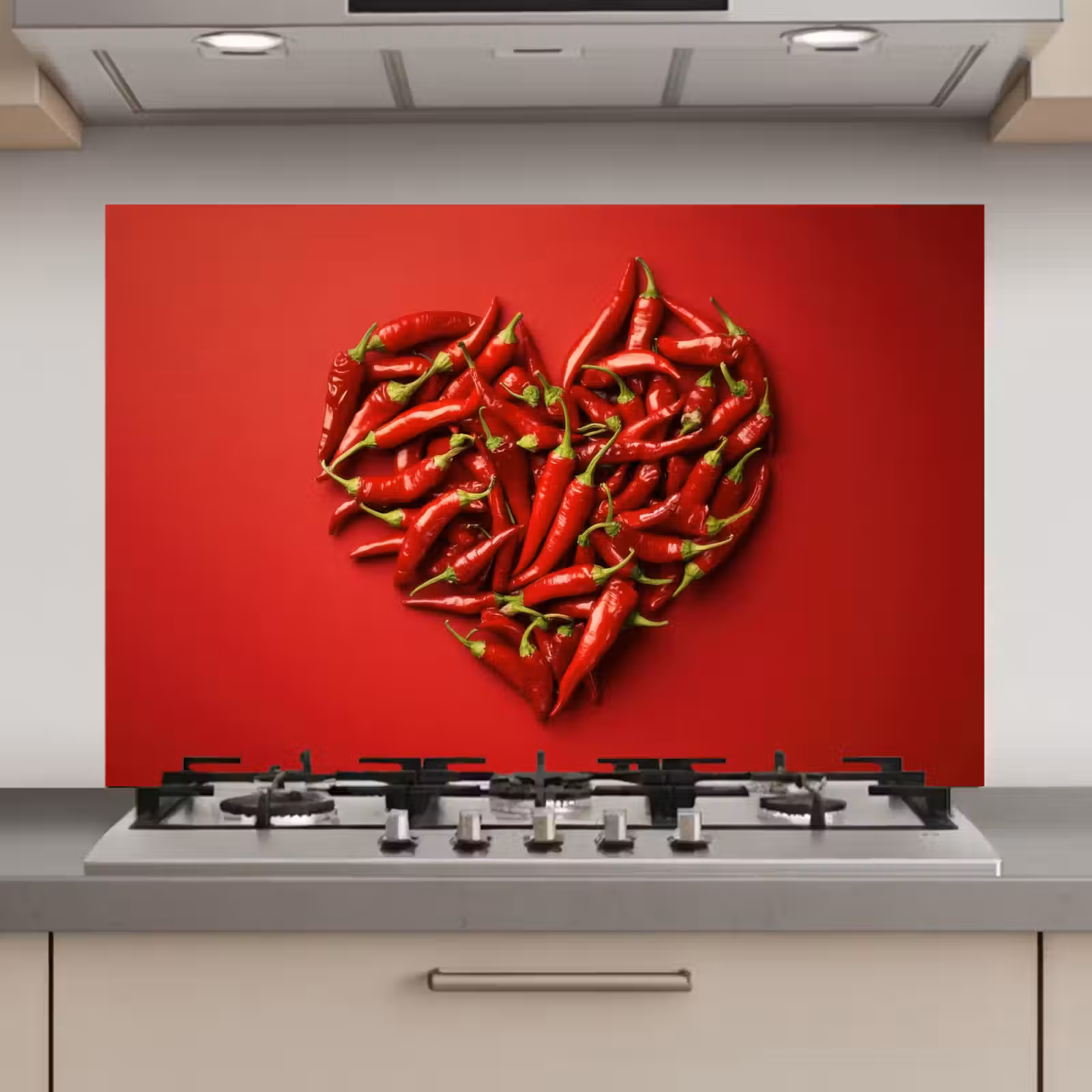 Spatscherm keuken - Pepers - Rood - Hart — 1