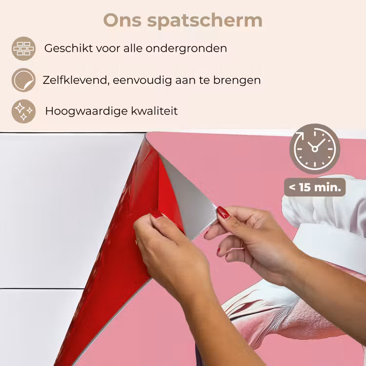 Spatscherm keuken - Flamingo - Roze - Koksmuts - Vogel — 4