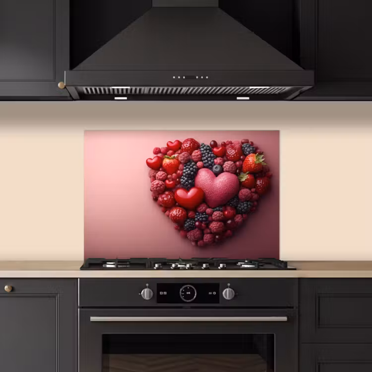 Spatscherm keuken - Fruit - Hartjes - Aardbeien - Frambozen - Bosbessen — 2