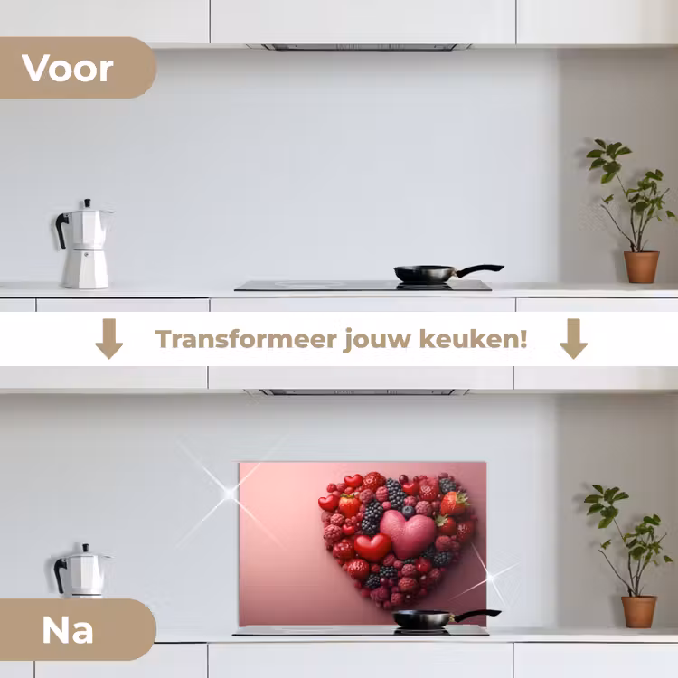 Spatscherm keuken - Fruit - Hartjes - Aardbeien - Frambozen - Bosbessen — 3