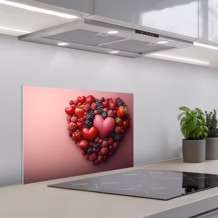 Spatscherm keuken - Fruit - Hartjes - Aardbeien - Frambozen - Bosbessen — 5