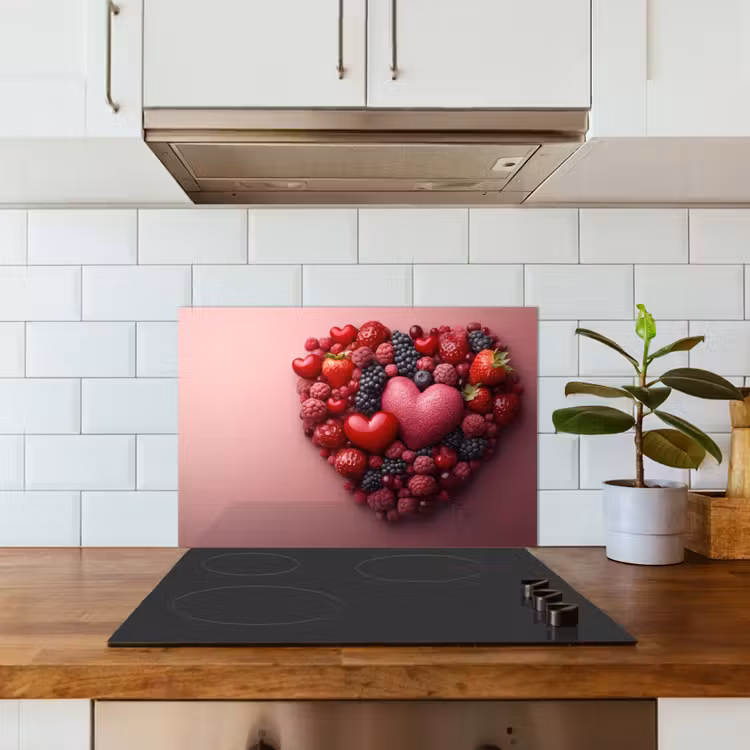 Spatscherm keuken - Fruit - Hartjes - Aardbeien - Frambozen - Bosbessen — 6