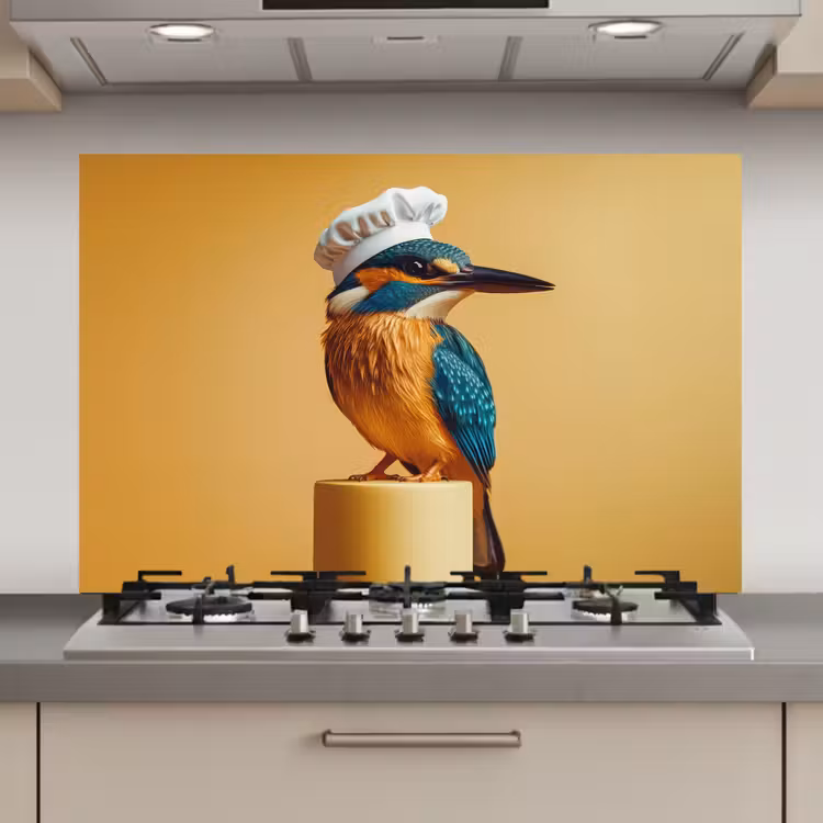 Spatscherm keuken - Ijsvogel - Pilaar - Koksmuts - Vogel — 1