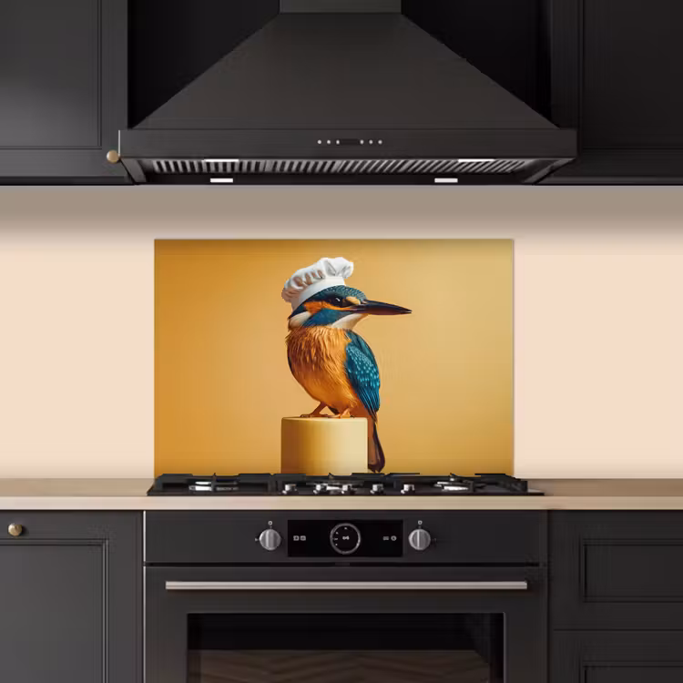 Spatscherm keuken - Ijsvogel - Pilaar - Koksmuts - Vogel — 2