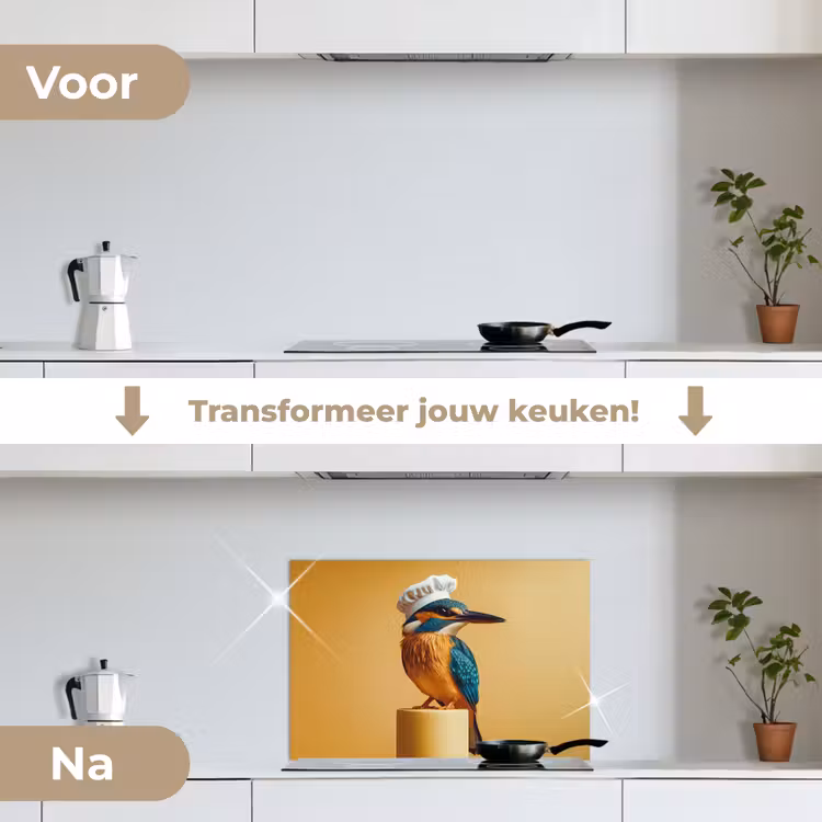 Spatscherm keuken - Ijsvogel - Pilaar - Koksmuts - Vogel — 3