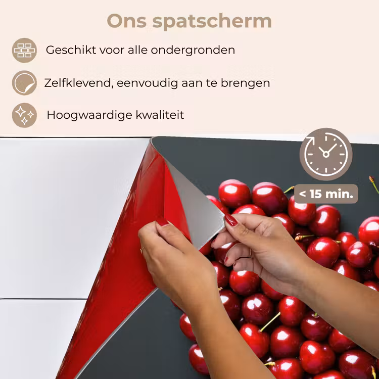 Spatscherm keuken - Kersen - Hart - Rood - Zwart — 4