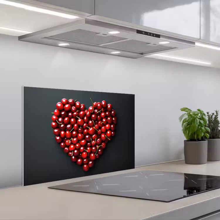 Spatscherm keuken - Kersen - Hart - Rood - Zwart — 5