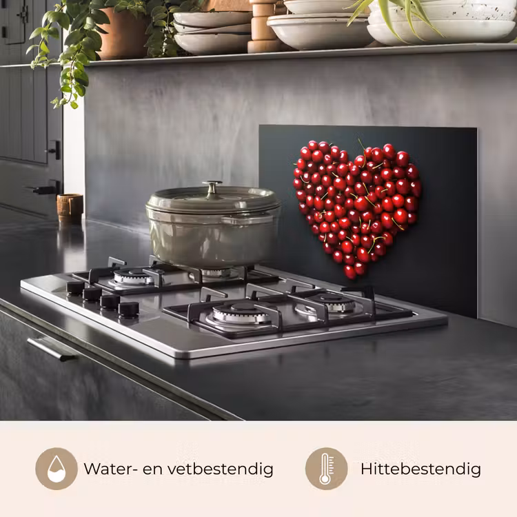 Spatscherm keuken - Kersen - Hart - Rood - Zwart — 7