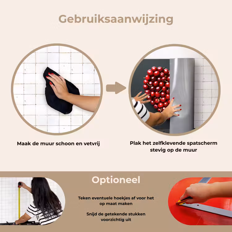 Spatscherm keuken - Kersen - Hart - Rood - Zwart — 8