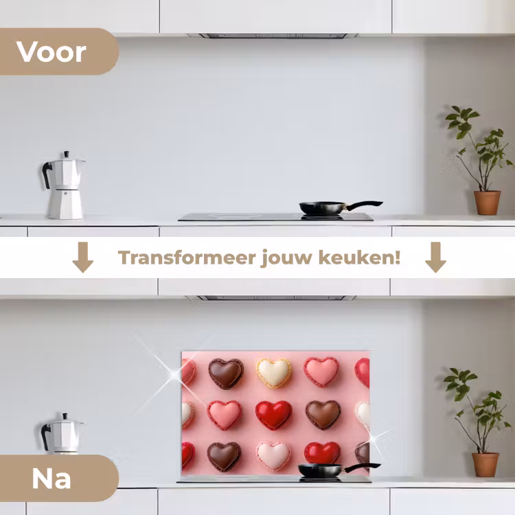 Spatscherm keuken - Macarons - Hartjes - Kleurrijk - Roze — 3
