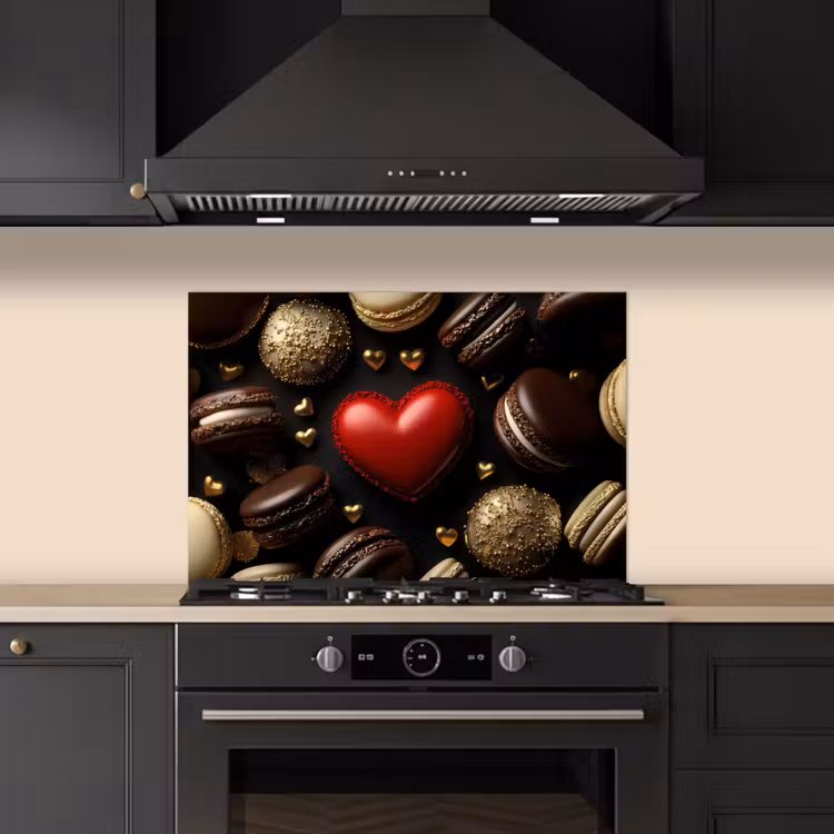 Spatscherm keuken - Macarons - Rood - Hart — 2