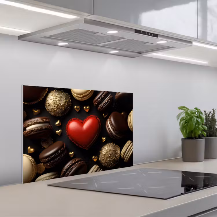 Spatscherm keuken - Macarons - Rood - Hart — 5