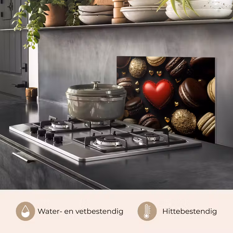 Spatscherm keuken - Macarons - Rood - Hart — 7