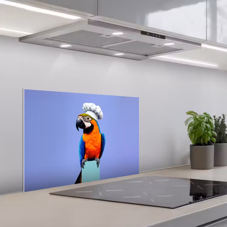 Spatscherm keuken - Papegaai - Koksmuts - Vogel - Leuk — 5