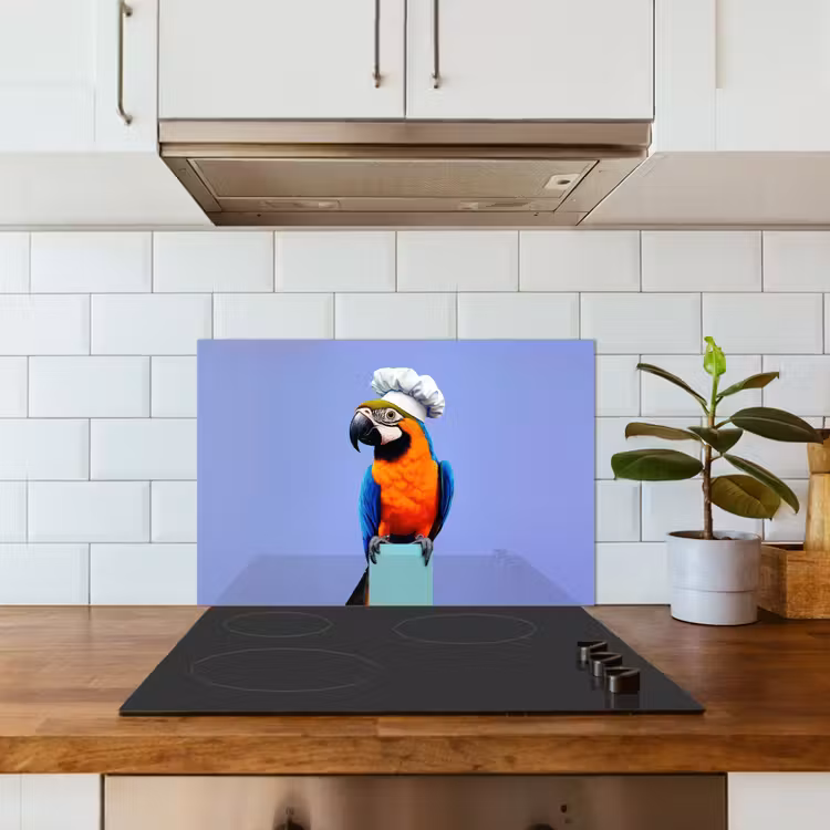 Spatscherm keuken - Papegaai - Koksmuts - Vogel - Leuk — 6