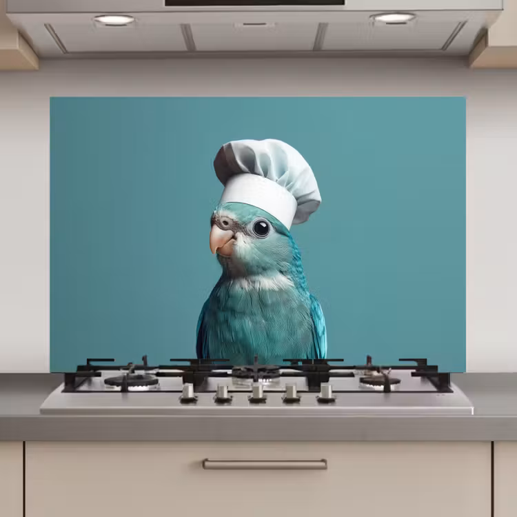 Spatscherm keuken - Parkiet - Vogel - Koksmuts - Cute — 1