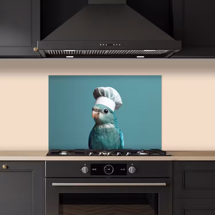 Spatscherm keuken - Parkiet - Vogel - Koksmuts - Cute — 2