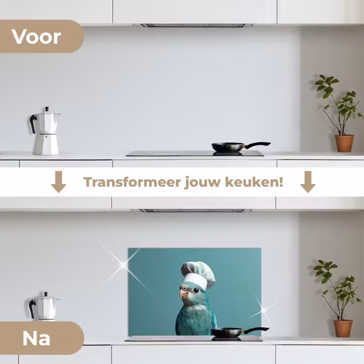 Spatscherm keuken - Parkiet - Vogel - Koksmuts - Cute — 3