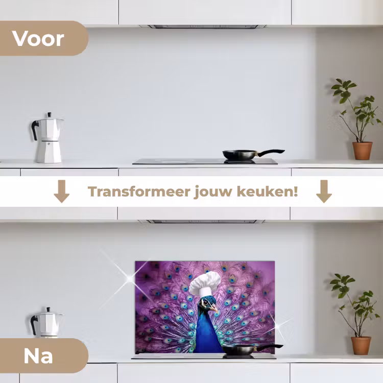 Spatscherm keuken - Pauw - Koksmuts - Cool - Paars — 3