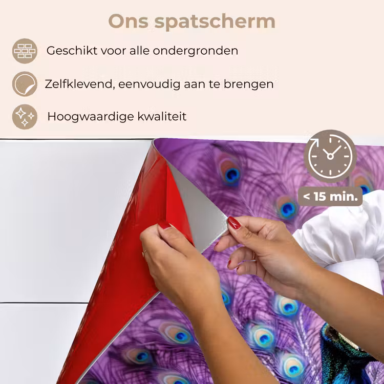 Spatscherm keuken - Pauw - Koksmuts - Cool - Paars — 4