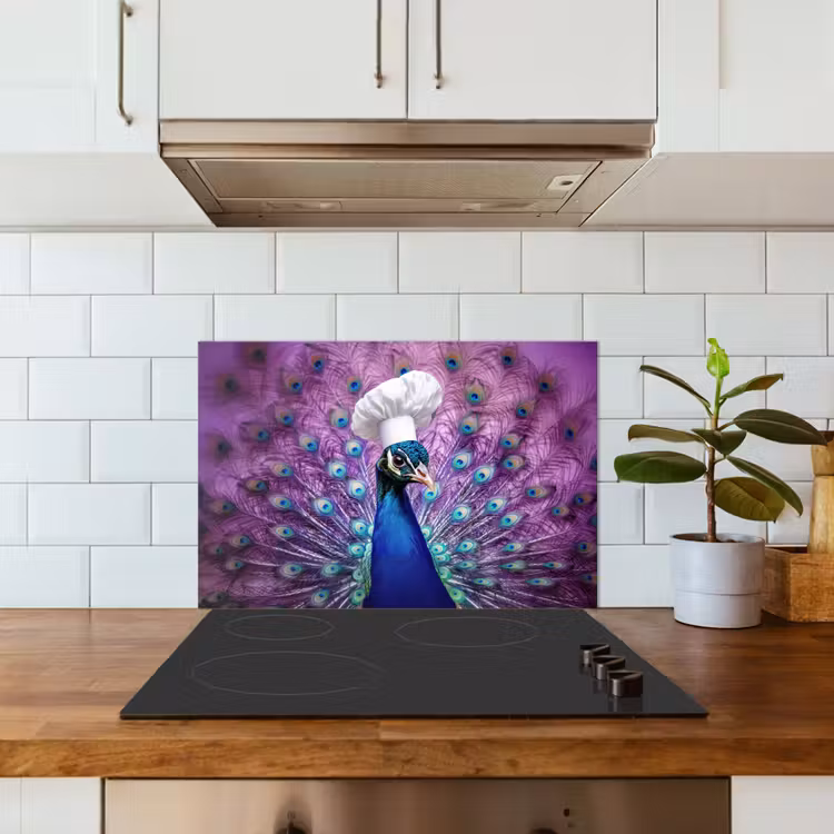 Spatscherm keuken - Pauw - Koksmuts - Cool - Paars — 6