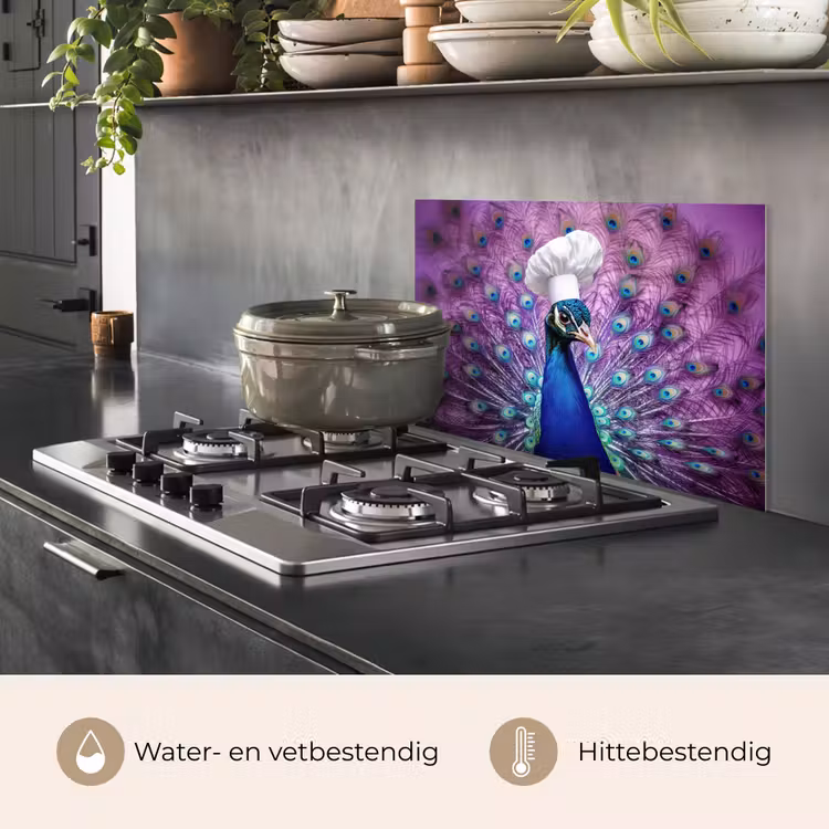 Spatscherm keuken - Pauw - Koksmuts - Cool - Paars — 7