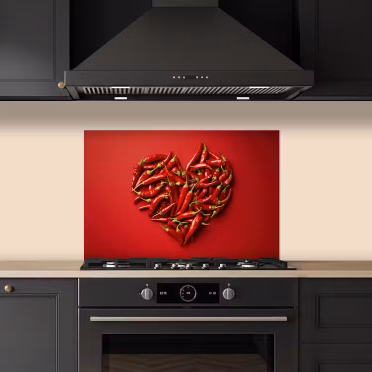 Spatscherm keuken - Pepers - Rood - Hart — 2