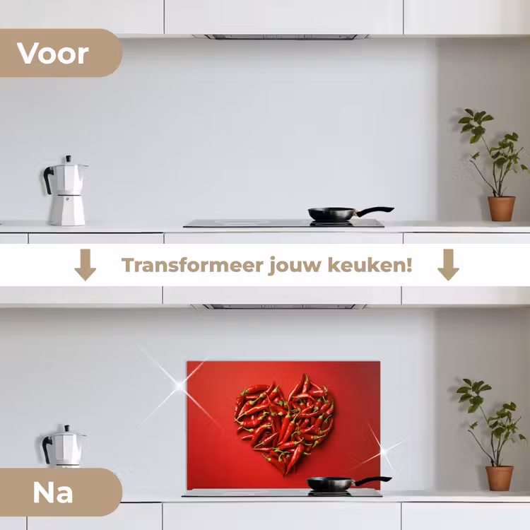 Spatscherm keuken - Pepers - Rood - Hart — 3