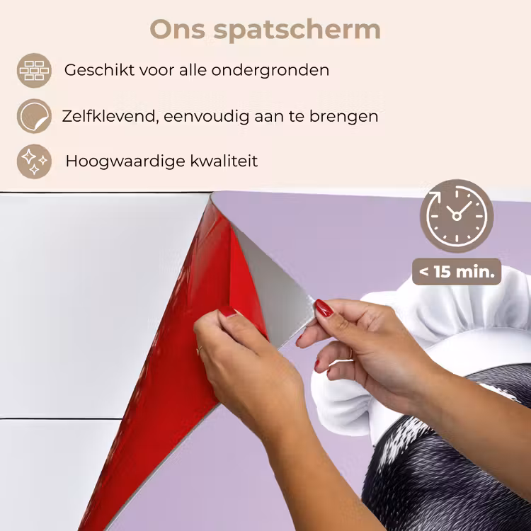 Spatscherm keuken - Pinguïn - Koksmuts - Lief - Paars — 4