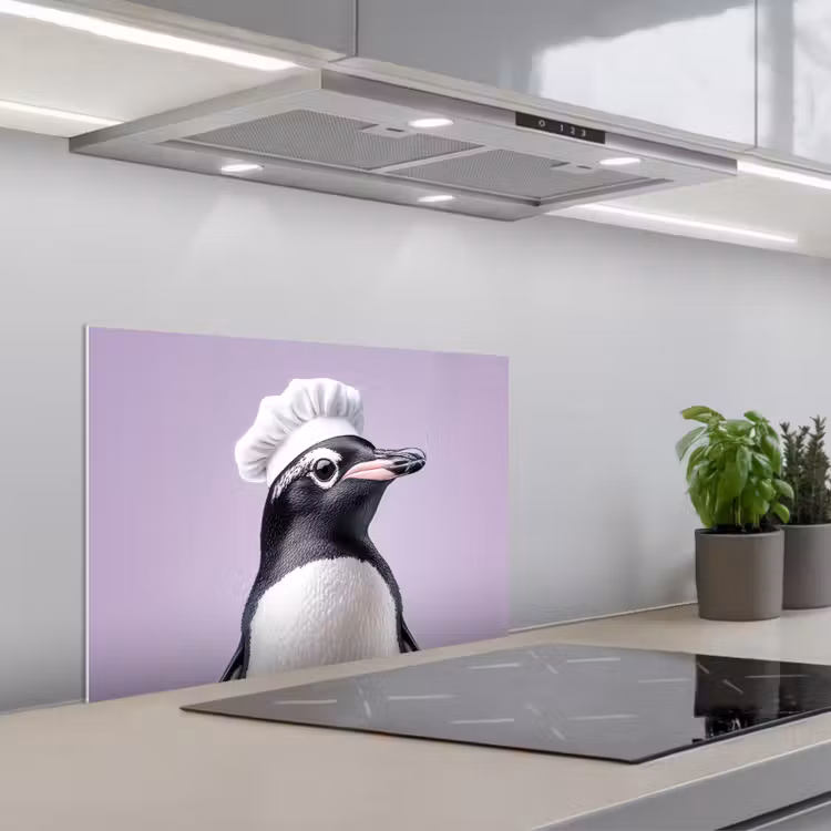 Spatscherm keuken - Pinguïn - Koksmuts - Lief - Paars — 5