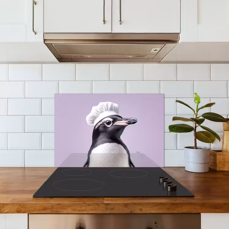 Spatscherm keuken - Pinguïn - Koksmuts - Lief - Paars — 6