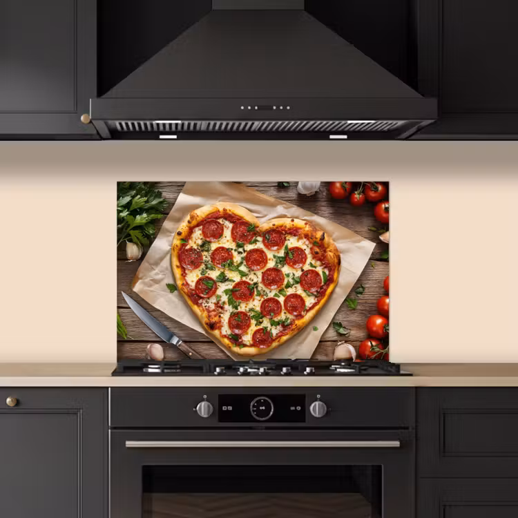 Spatscherm keuken - Pizza - Hart - Pepperoni - Tomaat — 2