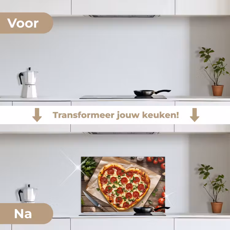 Spatscherm keuken - Pizza - Hart - Pepperoni - Tomaat — 3