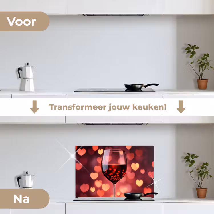 Spatscherm keuken - Rood - Wijn - Hartjes — 3