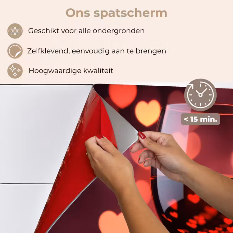 Spatscherm keuken - Rood - Wijn - Hartjes — 4
