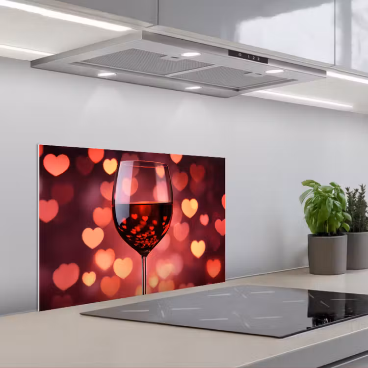 Spatscherm keuken - Rood - Wijn - Hartjes — 5
