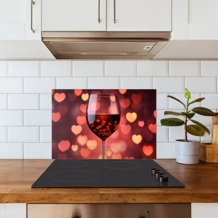 Spatscherm keuken - Rood - Wijn - Hartjes — 6