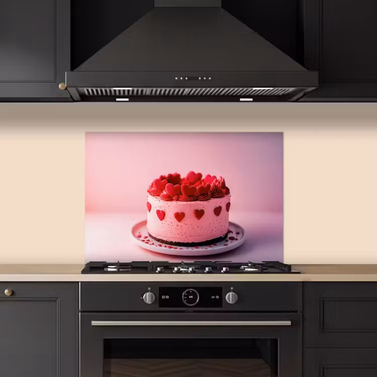Spatscherm keuken - Taart - Hart - Roze — 2