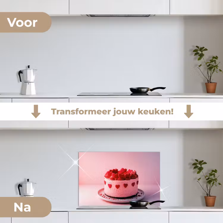 Spatscherm keuken - Taart - Hart - Roze — 3