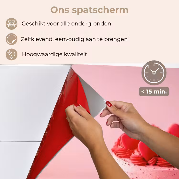 Spatscherm keuken - Taart - Hart - Roze — 4